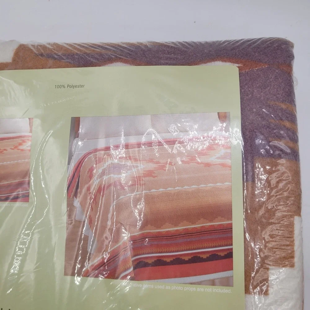 Vtg Aztec Geometric Southwest Poly‎ Blanket Twin/Full 72